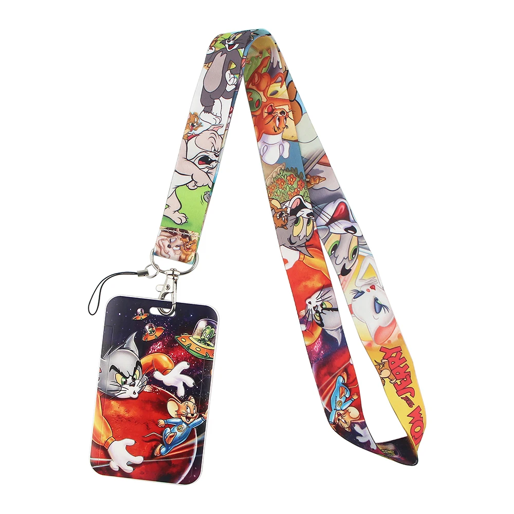 LT378 Anime Cats Print Keychain Ribbon Lanyards for Keys ID Card Phone Straps Hanging Rope Lariat Students Badge Holder |