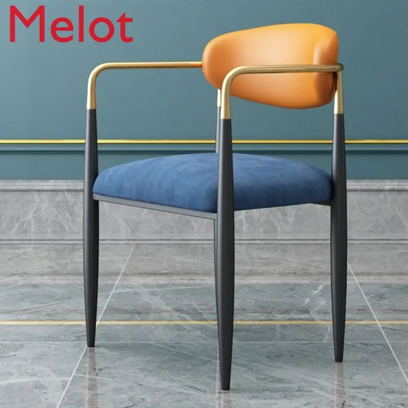 

Light Luxury Dining Chair Simple with Armrest Household Restaurant Armchair Negotiation Desk Cosmetic Chair