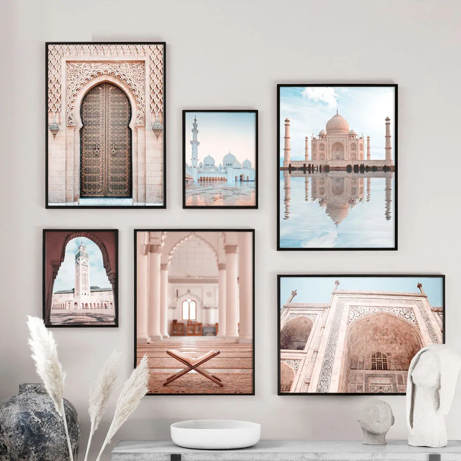 

Morocco Door Wall Art Canvas Painting Nordic Poster Religion Casablanca Palace Cuadros Wall Pictures For Living Room Unframed