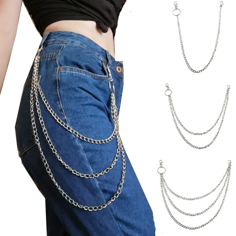 

Women Punk Pant Chain Belt Female Hip Hop Tassel Trousers Silver Gold Chain for Cool Metal on Jeans Luxury Unif