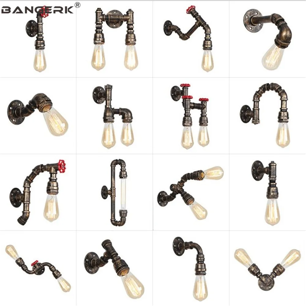 Настенный светильник в стиле лофт с водопроводной трубой винтажный промышленный