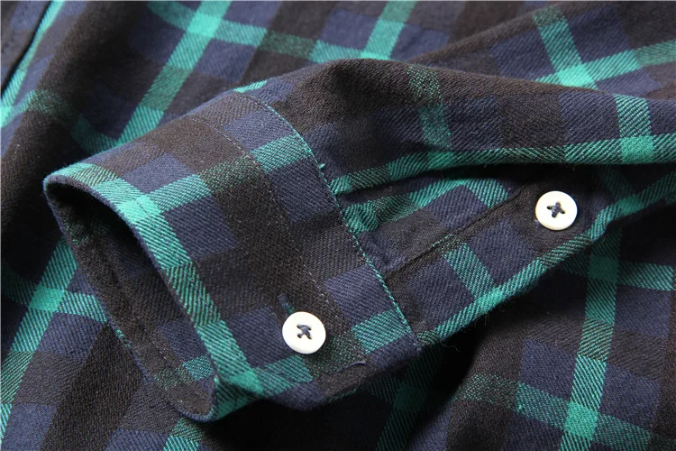 Зеленый черный классический мужской проверенный плед рубашки с длинными