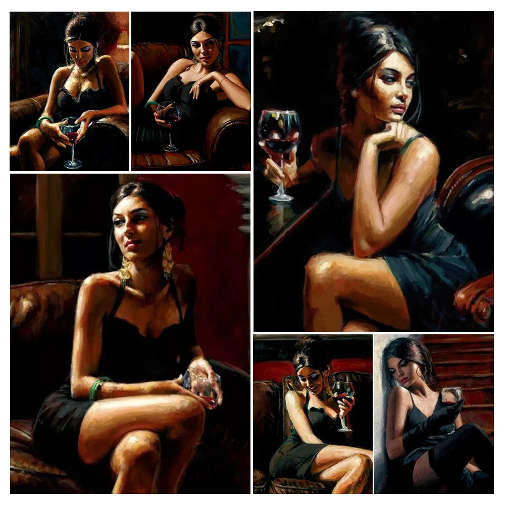 

5D DIY Diamond Painting Sexy Beauty Wine Glass Full Drill Cross Stitch Kits Embroidery Portrait Mosaic Rhinestone Handmade Gift