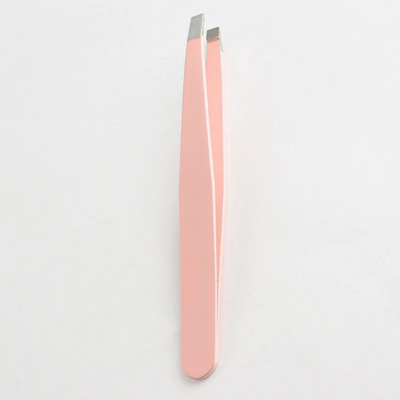 light pink flat 1 шт. пинцет для бровей из нержавеющей стали для удаления волос лица Триммер для бровей зажим для ресниц косметический инструмент для макияжа - Цвет: light pink flat