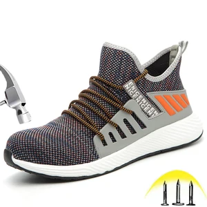 Стальная безопасная обувь мужские легкие дышащие проколы мягкие кроссовки Нескользящие промышленные и строительные рабочие туфли