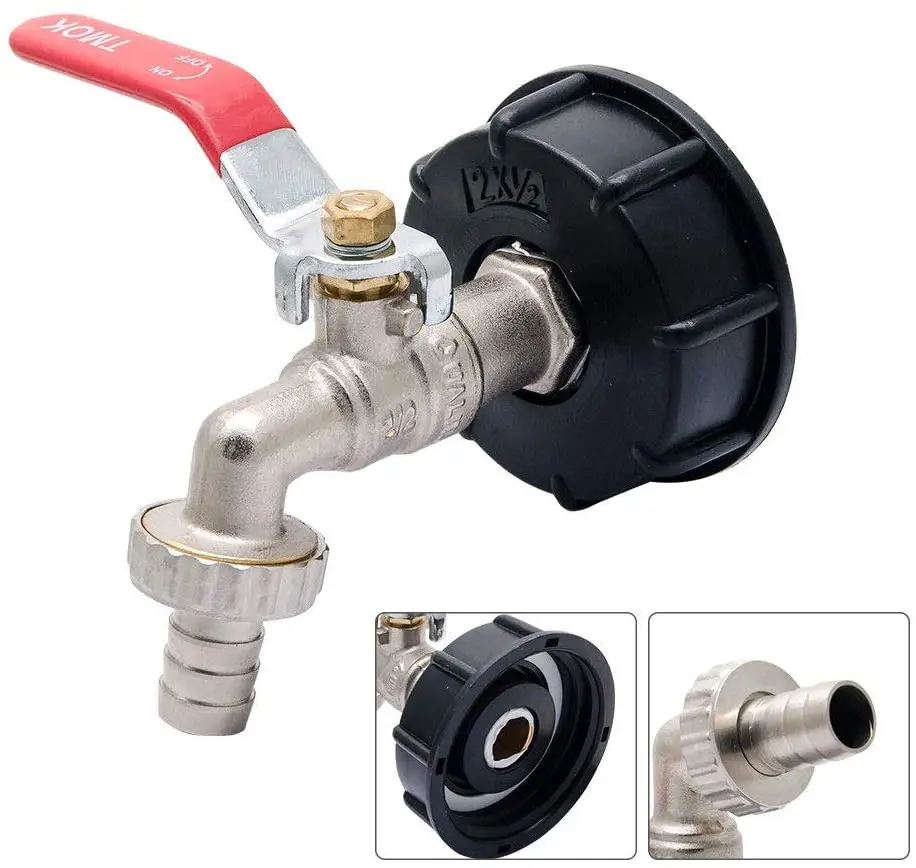

IBC Tank Alloy Tap Adapter S60x6 Coarse Thread Valve Fittings Garden Faucet Hose Connector Replacement Metal Drain Tool Fitting