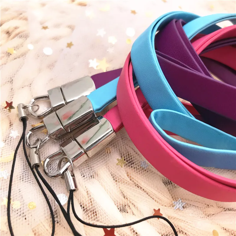 Карамельные цвета PU ремешок для шеи ремешки бирки ключей удостоверения личности