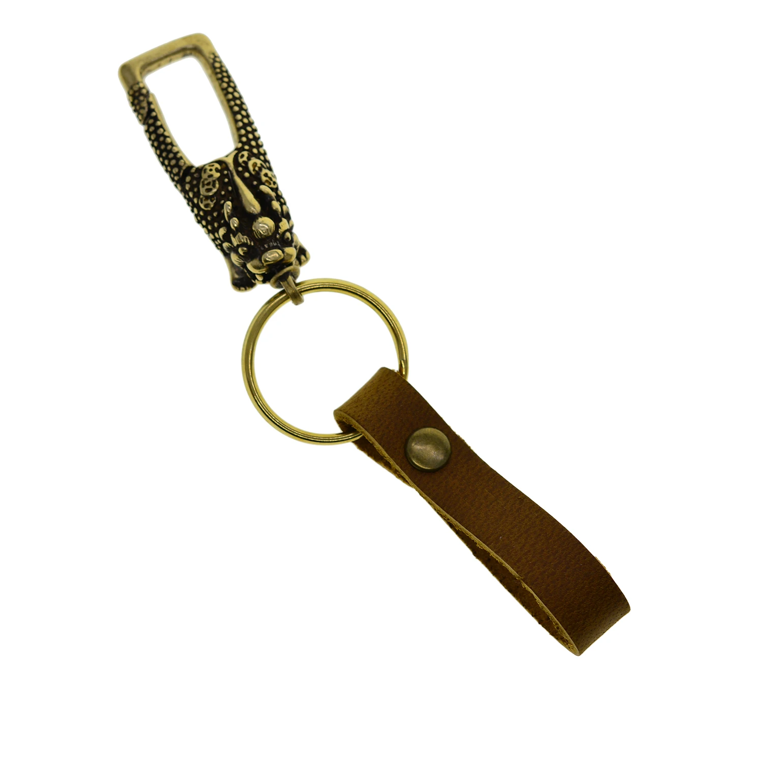 Ручная работа Ретро латунь Китайский единорог Дракон поворотный крючок застежка