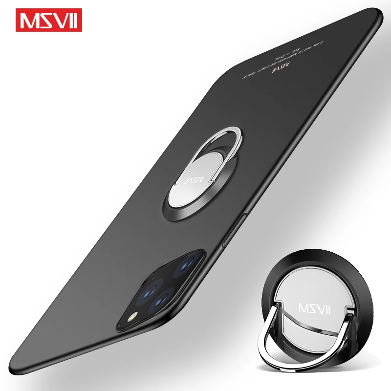 Чехол для iPhone 11 Pro Max матовый чехол MSVII Apple X XR XS с кольцом держателем 12 Mini