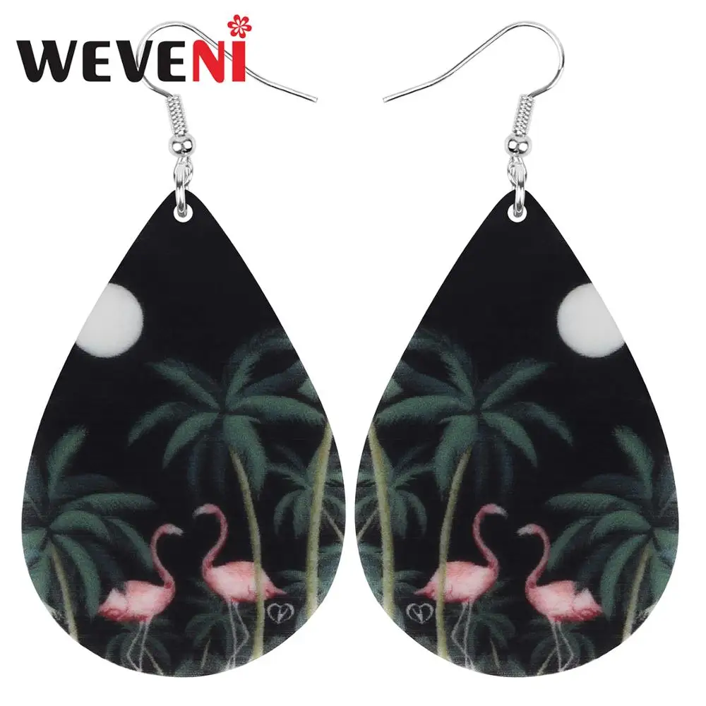 Акриловые каплевидные украшения WEVENI в виде фламинго кокосового дерева ювелирные