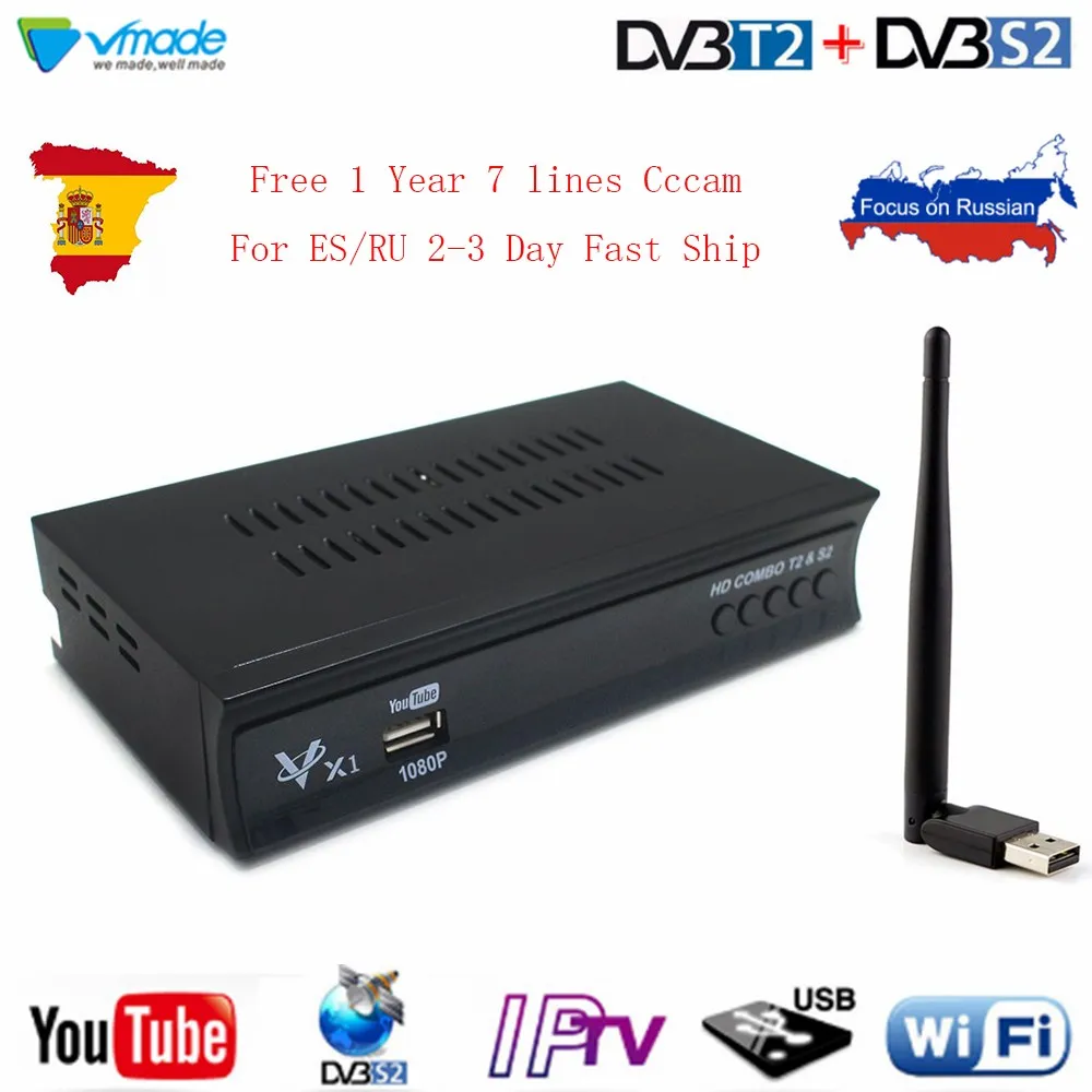 Vmade HD цифровой ТВ тюнер рецептор DVB-T2 DVB-S2 комбо наземный спутниковый ресивер 1080P Поддержка Cccam YouTube PVR Dolby
