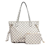 luxury brand 2021 hot sale new fashion check single shoulder handbags large capacity 2 piece large capacity ladies pu bag