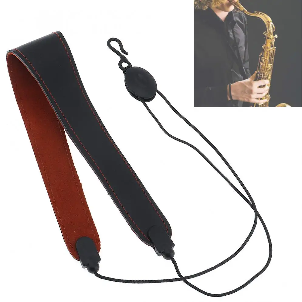 Adjustable Genuine Leather Saxophone Clarinet  Neck Strap Single Shoulder Strap for Saxophone Clarinet