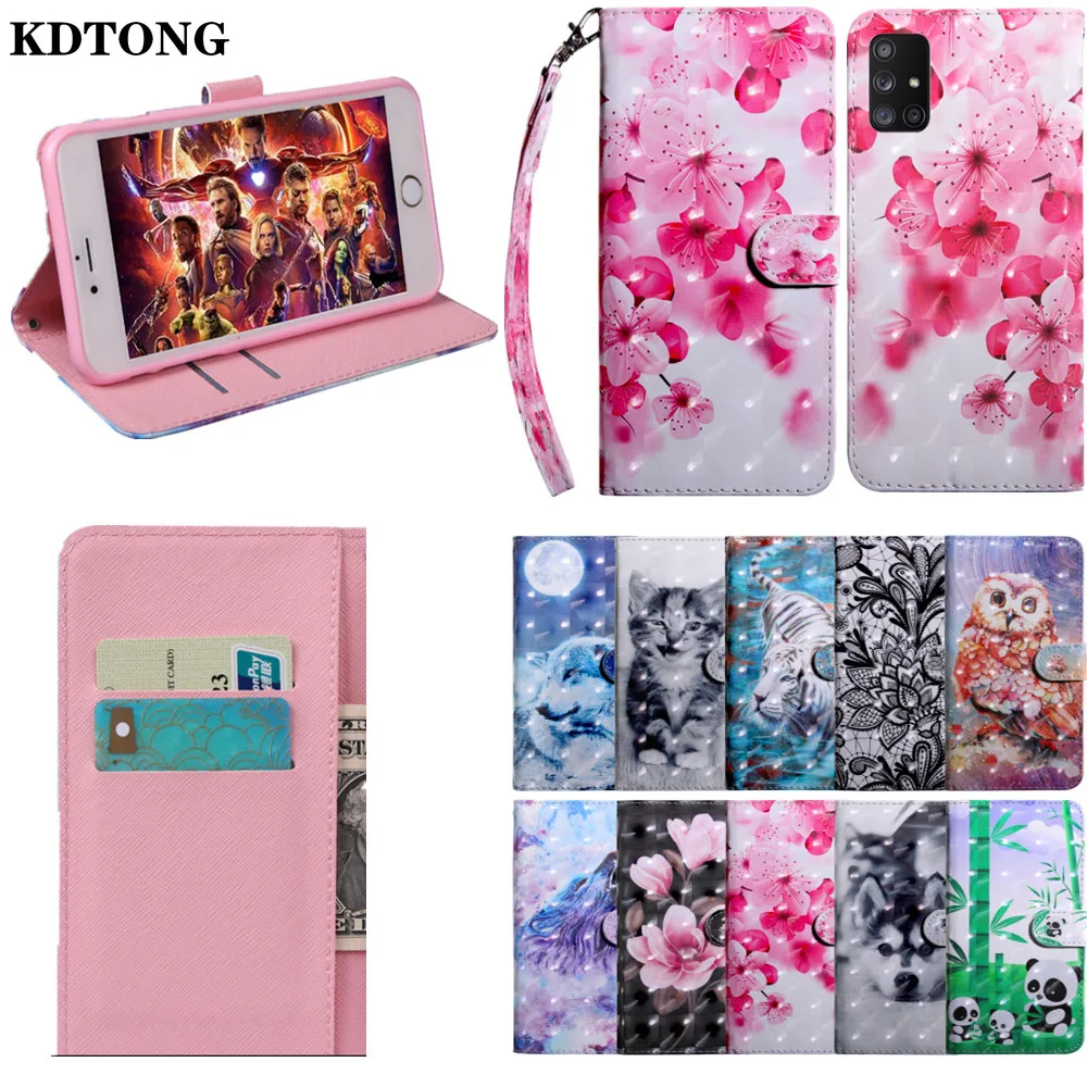 

Leather Painted Phone Case for Samsung Galaxy M51 M31 M21 J2 Core Note 10 Pro A70S A70 A50 A40 A30S Capa Wallet Bag Stand Coque