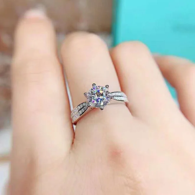 

Классический стиль 925 пробы Серебряное кольцо 1ct 2ct VVS1 Однорядный сверлильный Муассанит кольцо ювелирные изделия Муассанит Юбилей кольцо
