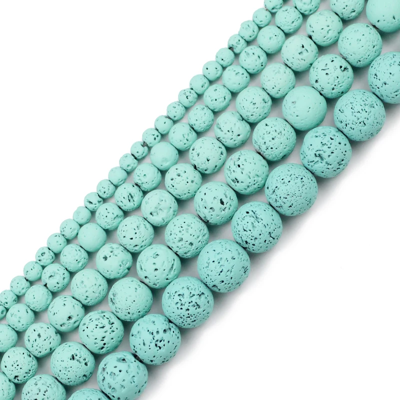 Бусины из вулканической лавы HGKLBB круглые бусины мятно зеленого цвета