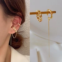 chain clip on hoop earrings set for women 2021 trend fashion korean ear clip grunge for men ear bone clip ear cuff jewelry
