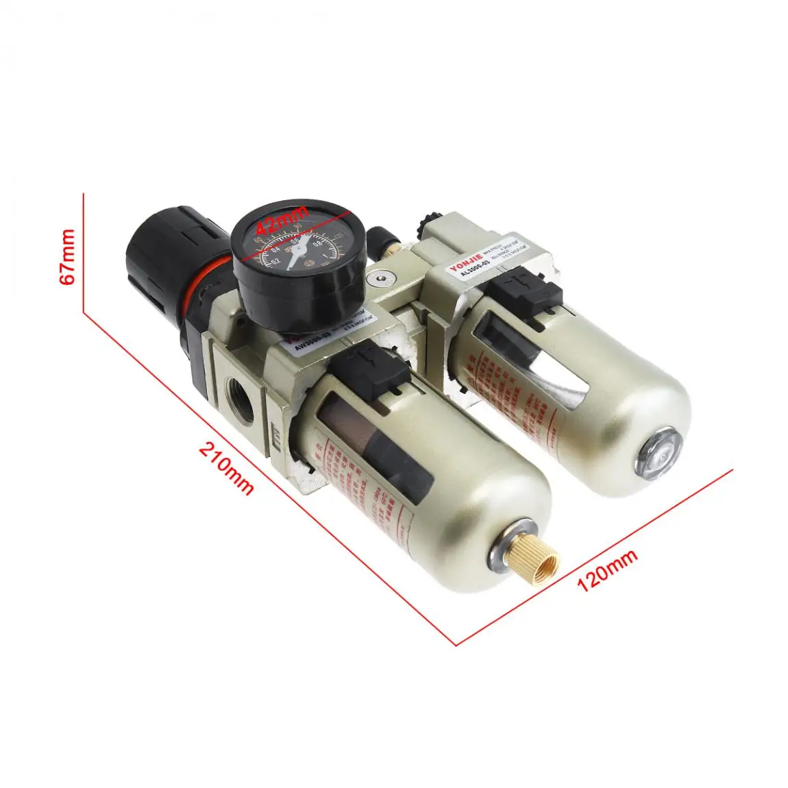 AC3010-03 воздушный компрессор 0-1.0mpa Регулируемый два Союза масла воды Сепаратор Регулятор PT3/8(мм) Калибр с манометром