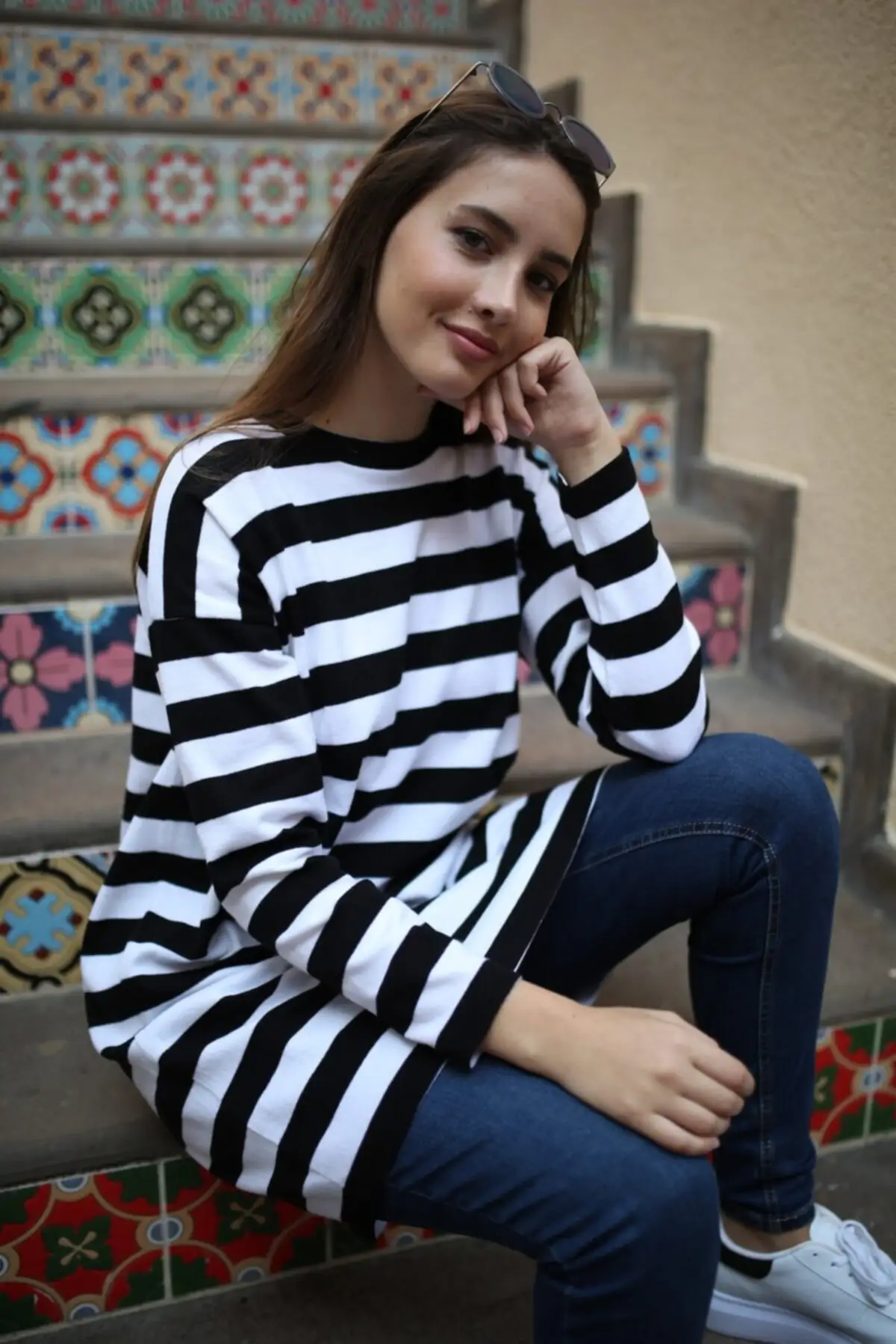 

Oversize Striped Sweater 1027 Women Muslim Sweater