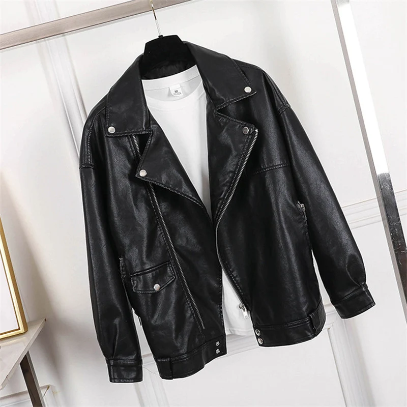 Куртка Sungtin женская из искусственной кожи Повседневная байкерская куртка