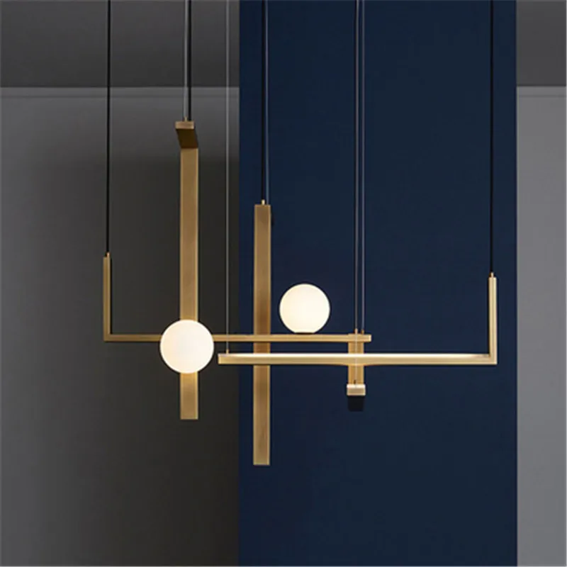 

Nordic Minimalist Creative Design Chandelier Brass Glass Ball Living Room Coffee Shop Bar Decorative Lighting Lamps