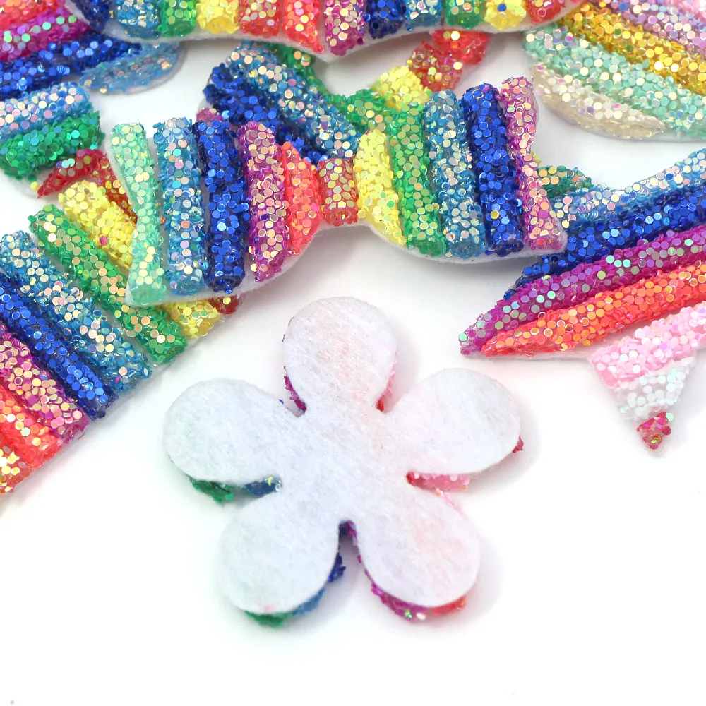 5 шт. сердечки/звезды/цветы патчи блестки труба радуга аппликация капли воды