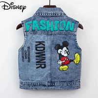 disney spring fashion new 2021 cartoon mickey mouse girls simple and comfortable denim vest jacket