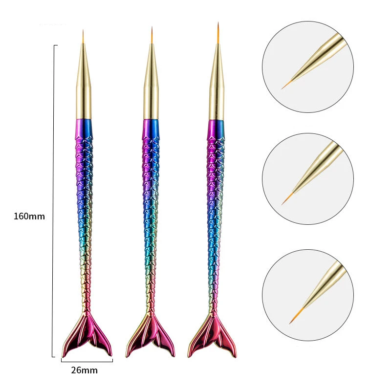 3 шт. набор кистей для ногтей нейлоновая шерсть кисти макияжа инструмент линии