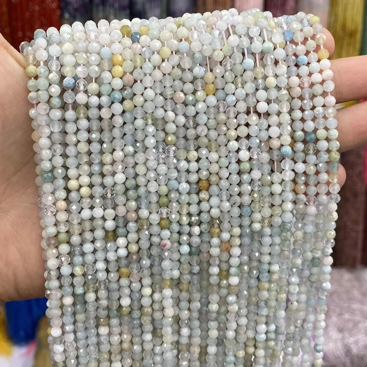 AAA 15" 2x4mm à Facettes Aigue-Marine Pierres Précieuses Loose Beads