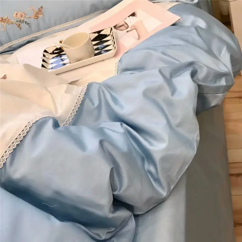 Новинка PU искусственная кожа белого голубого цвета королева король Постельное