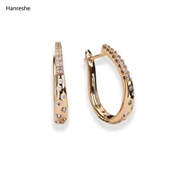 hanreshe copper stud earrings vintage jewelry party natural zircon earrings romantic round exquisite couple earring women gift