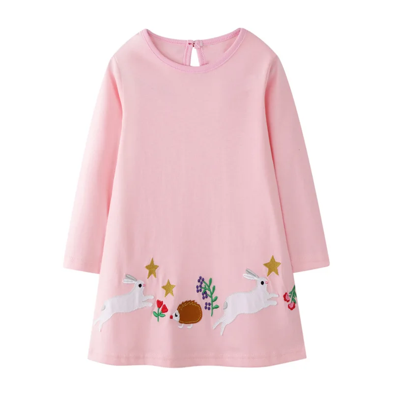 7218 same picture Little maven 2-7Years Детские Дети Девушки Животных Аппликация Платье для Детей Дети Малышей Девушки С Длинным Рукавом Элегантное Платье Осени - Цвет: 7218 same picture
