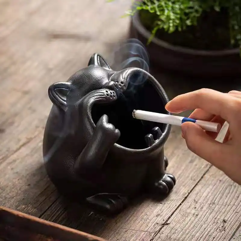 

Large black ceramic ashtray windproof ashtray cigarette smoking accessories household ashtray desk accessories cenicero