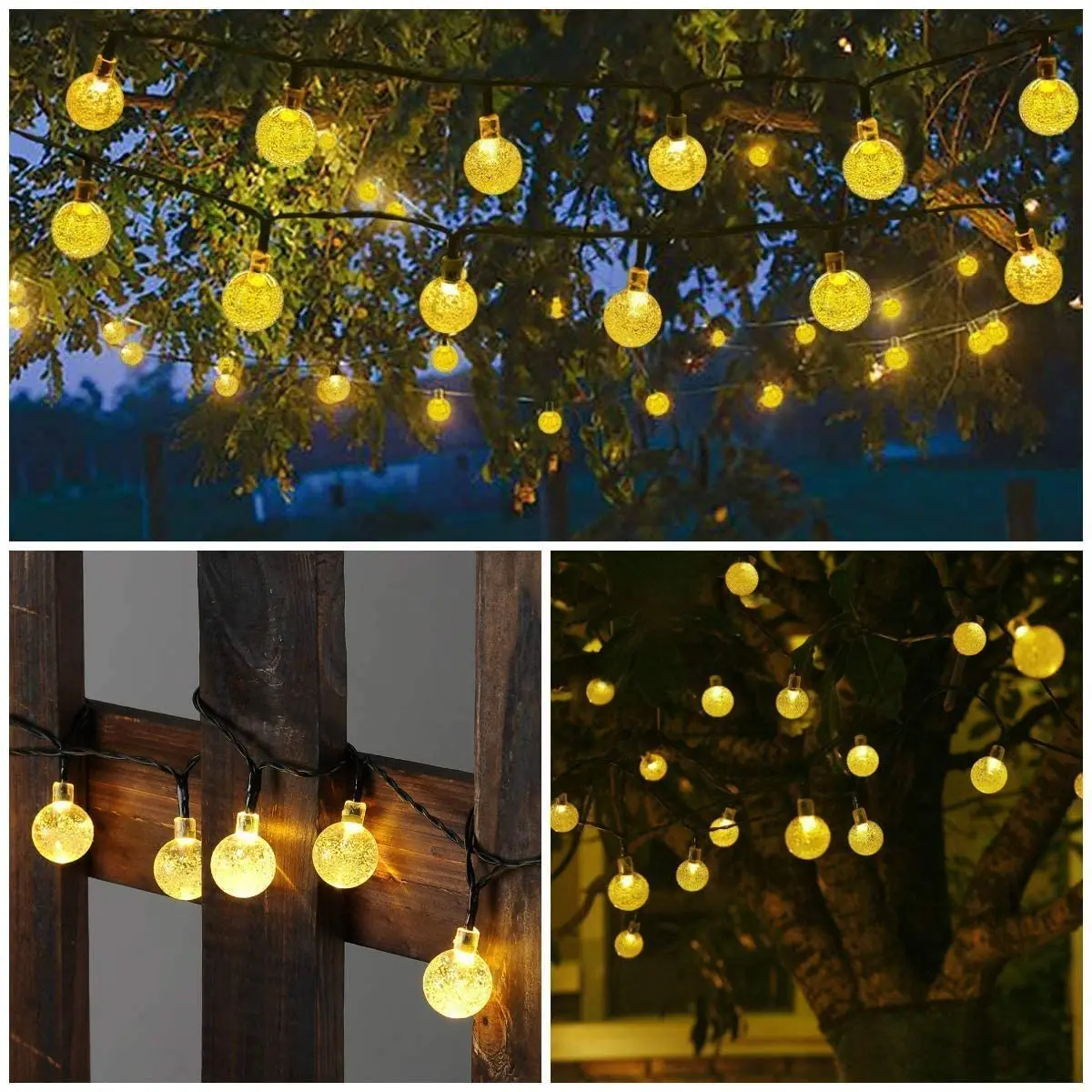 

Gehore Solar Outdoor String Lights, LED Crystal Ball Waterproof Powered Globe Lights for Garden Patio Holiday Party Decoration