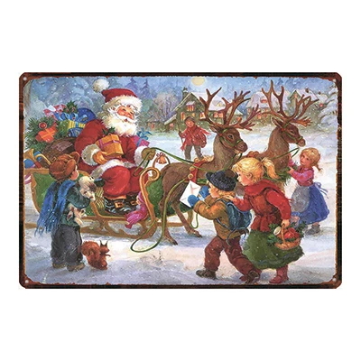 

Christmas Snowman Vintage Tin Sign Animal Metal Plate Christmas Decorations Cat Metal Sign For Home Wall Bar Art Party Decor