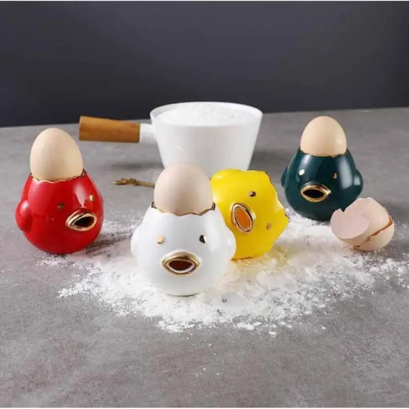 

Cute Chicken Shape Ceramic Egg White Separator Creative Egg Yolk Protein Separator Filter Baking Tools Kitchen Accessories