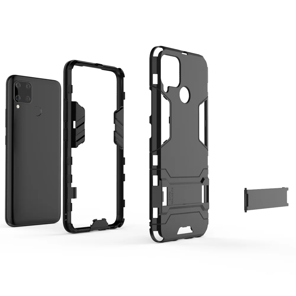 

UFlaxe Hard Cellphone Case for Realme C20 C17 C15 C11 C3 Armor Stand Holder Shockproof Cover GX