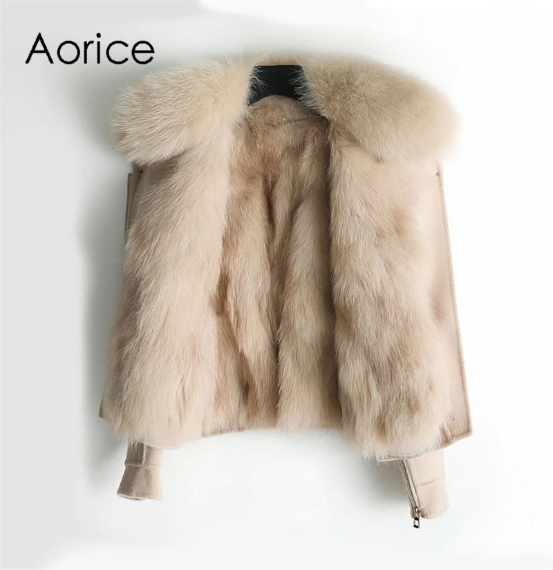 Aorice ZY320 Женская куртка из натуральной шерсти Женская опушка из лисьего меха воротник для отдыха осень/зима шерсть длинная верхняя одежда