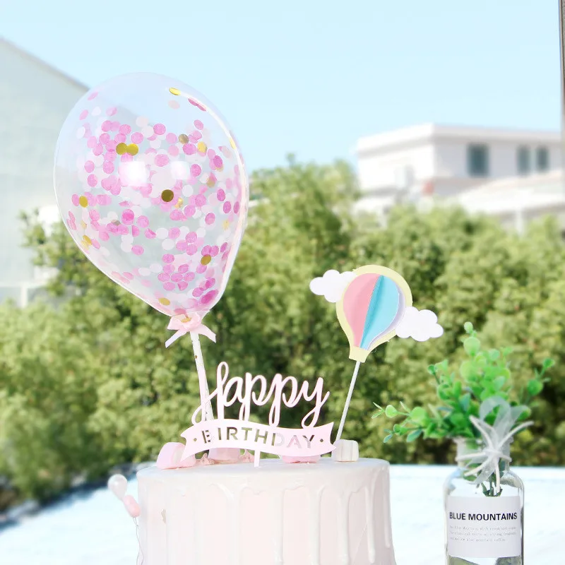 

3PCS Three-dimensional Hot Air Balloon Cake Topper for Party Decoration Dessert Cupcake Topper for Dessert Table Decoration