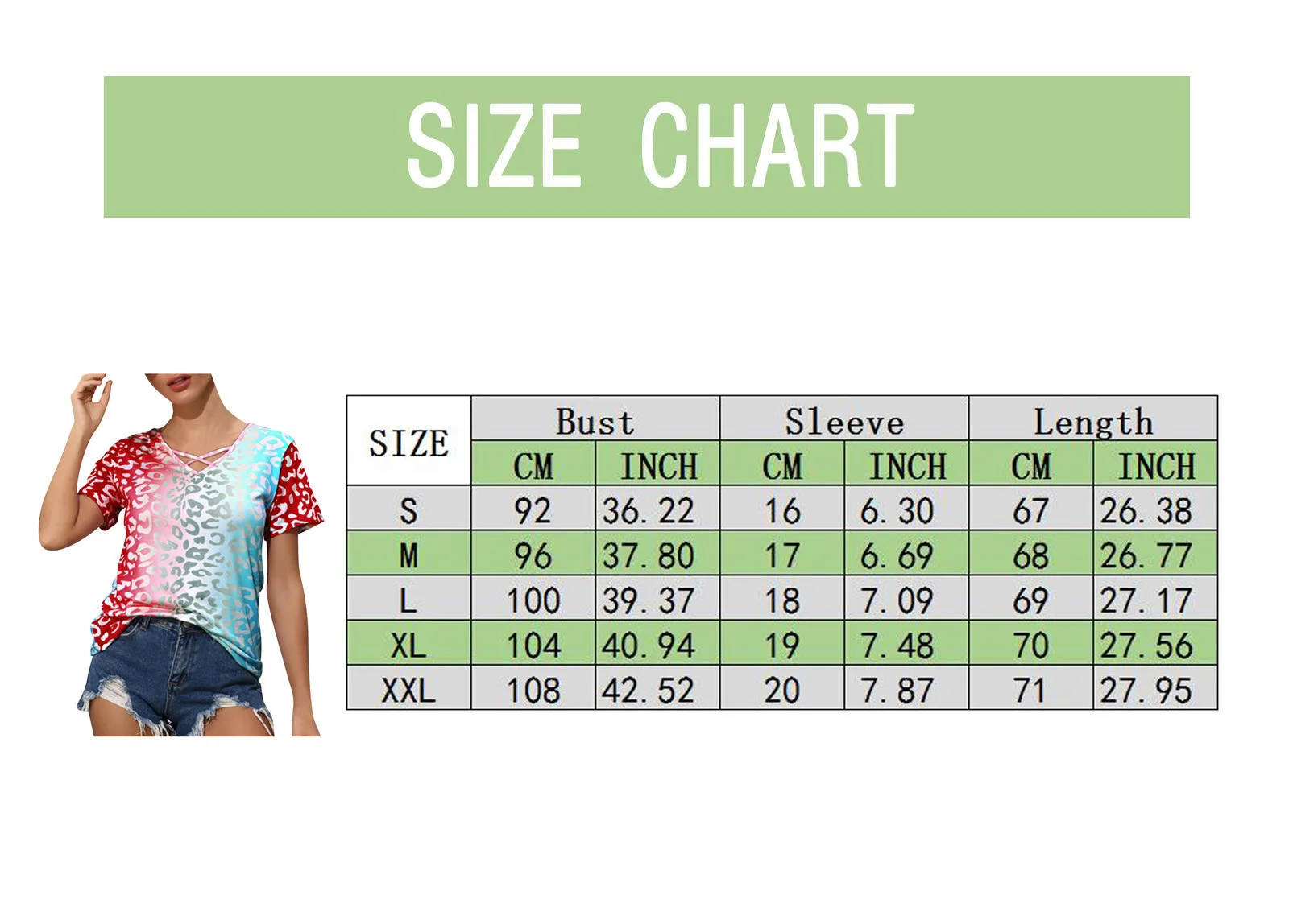 

Casual T-shirt Short Sleeve Gradient Print Tees V Neck Women's Clothing Spring Summer Top Ladies 2021 Summer Bandage T-shirt