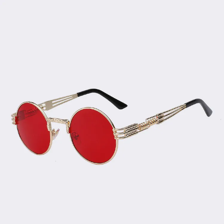 

Round Sunglasses Men Women Metal Punk Vintage Sunglass Brand Designer Fashion Glasses Mirror Lens Top Quality Oculos UV400