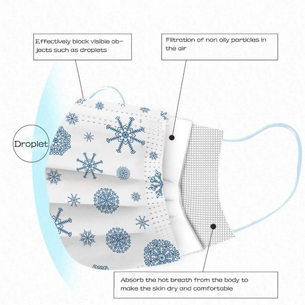 10 шт. Одноразовые Дышащие маски для лица с рождественским принтом | Дом и сад
