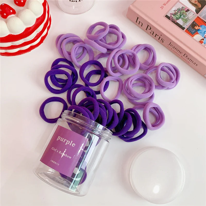 

[Pack/Box of 50 ] High Stretch Towel Ring Candy Color Hair Rope Korean Girl Gradient Color Seamless Hair Rope Color Hair Ring