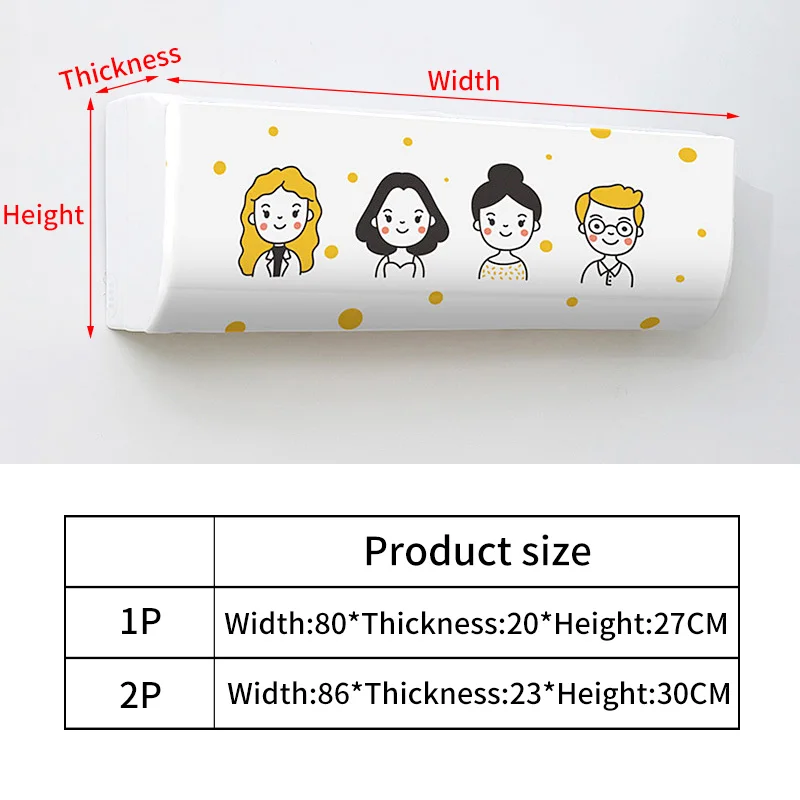 

Cartoon Air Conditioner Protective Cover Indoor Wall Mounted Easy Cleaning Air Conditioner Cover Protective Dust Sheet Cover