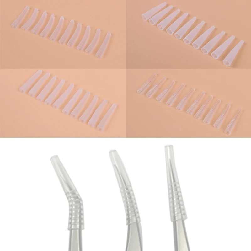 Silicone Covers Tips Tweezers Protect Cases Eyelashes Tools 10Pcs/set Plastic Protective Cover Grafting | Красота и здоровье
