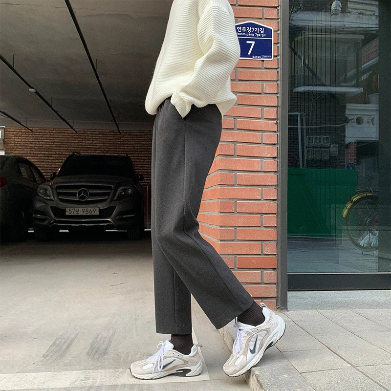 

2019 Autumn And Winter New Korean Version Of The Couple European And American Style Loose Straight Casual Pants Streetwear