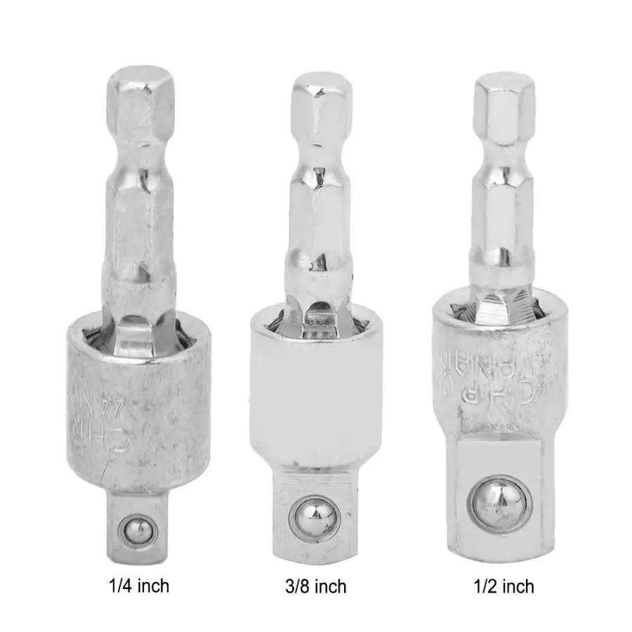 Набор адаптеров для гнезда с шестигранным хвостовиком на 1/2 3/8 1/4 дюйма квадратный
