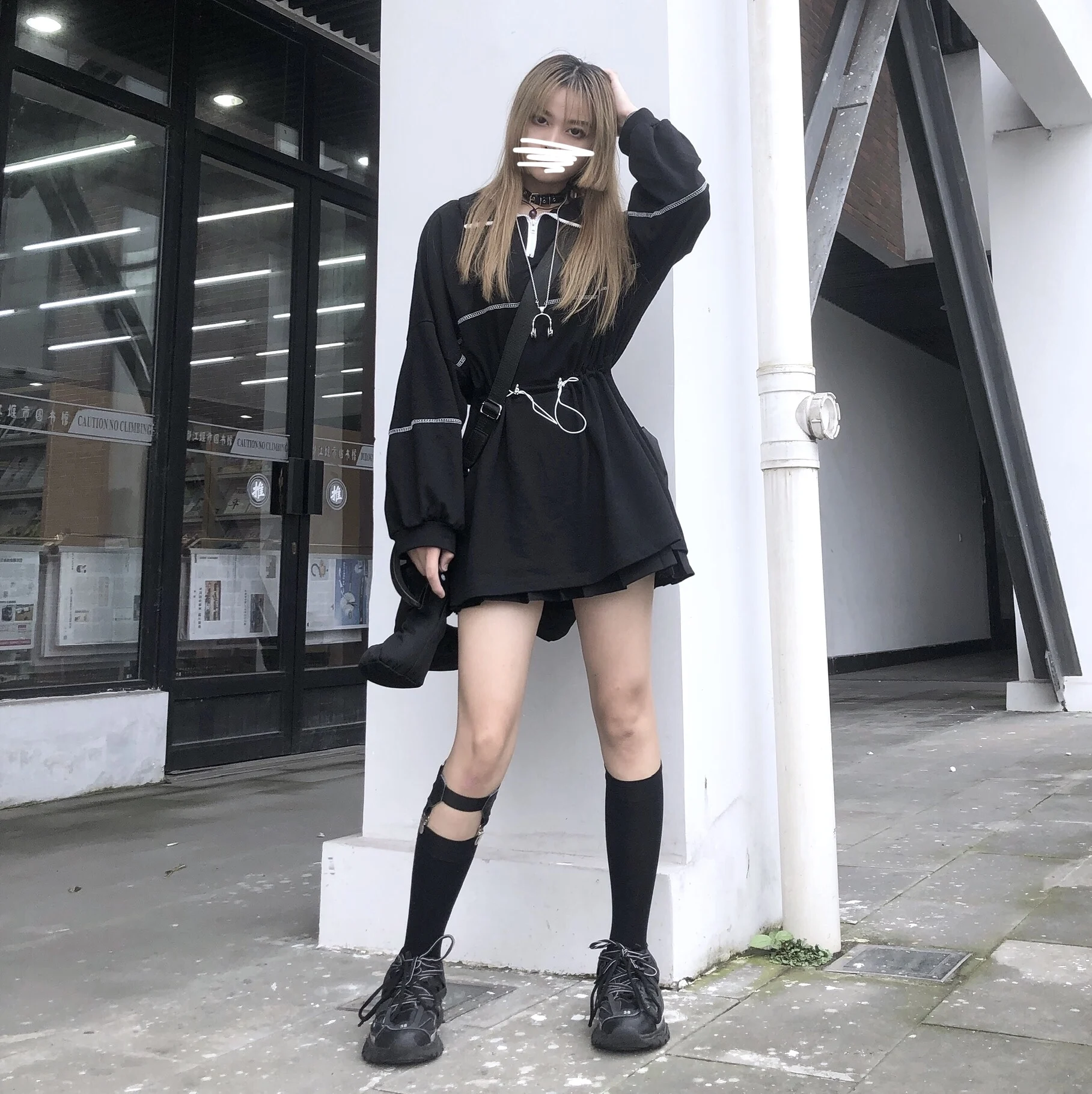 Гранж уличная Женская толстовка с длинным рукавом Свободные линии для