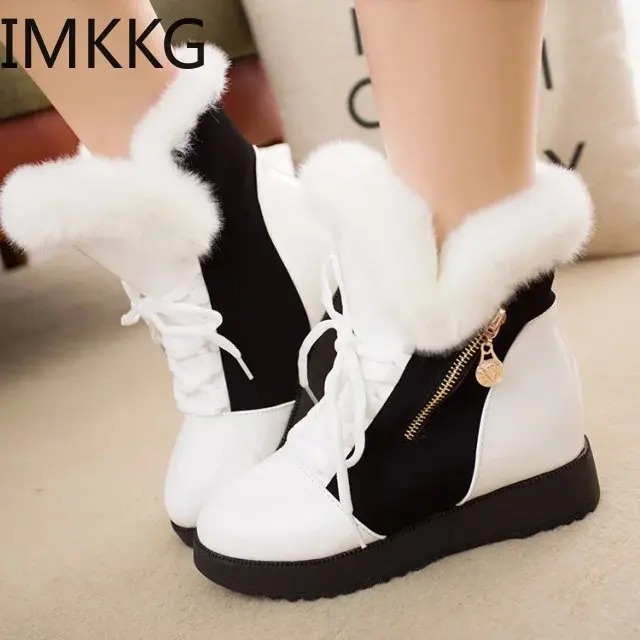 High Quality Women Boots Lace Up Martin Ankle Fur Winter Warm Shoes European Size | Обувь