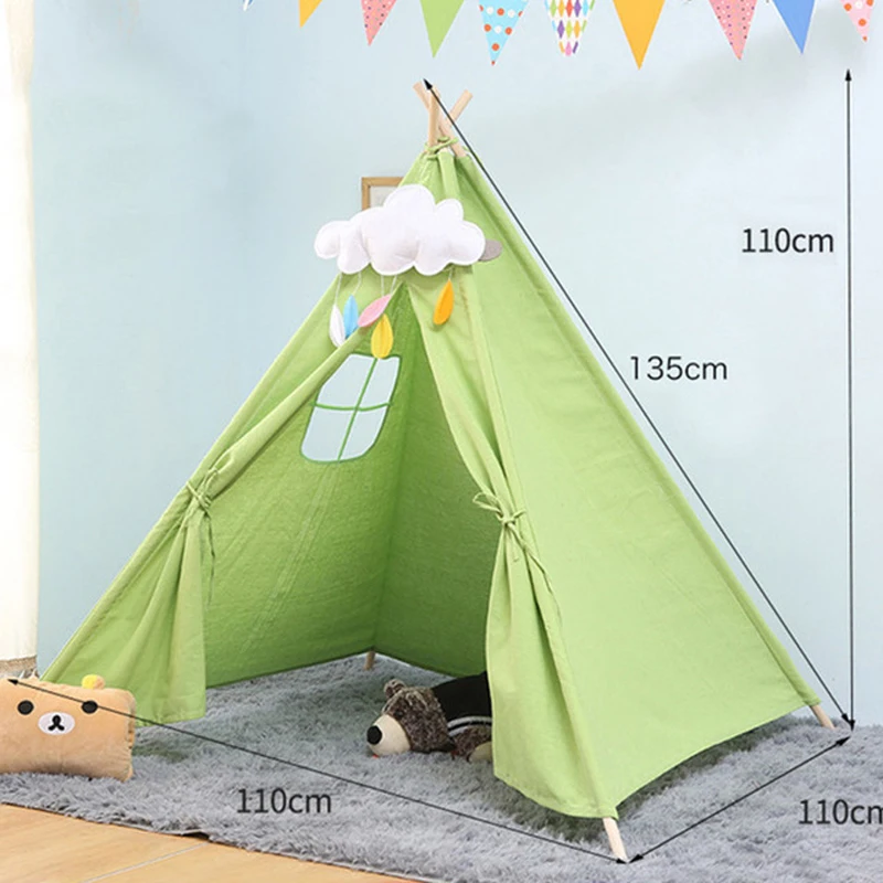 Портативная детская палатка из хлопка 135*110 см Tipi House для девочек игровой домик с